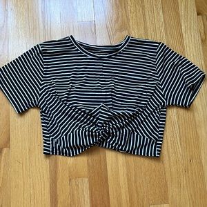 White and Black Crop Top